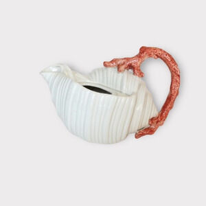 Fitz & Floyd Vintage 1989 Oceana Conch Shell Teapot Coral Handle‎ Japan 36 Oz.
